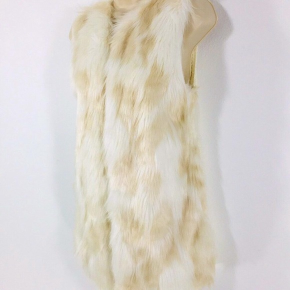 Design Lab Fluffy Faux Fur Open Vest Size M - Picture 2 of 9